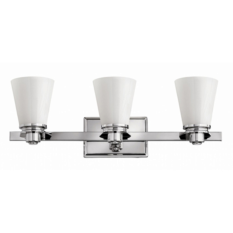 Бра для ванных комнат с белыми стеклянными конусными плафонами Hinkley Хром Белый в Самаре | Loft Concept 