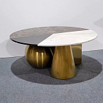 Дизайнерский журнальный стол с круглой столешницей на 3-х геометрических ножках Lehumod варинант исполнения - 1 | Loft Concept в Самаре