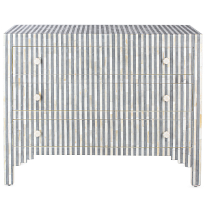 Комод серая полоса кость Bone Inlay 3 Drawer Chest - Grey Stripe