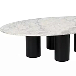 Кофейный столик овальный с мраморной столешницей на 4-х массивных ножках Demonstration of Taste варинант исполнения - 1 | Loft Concept в Самаре