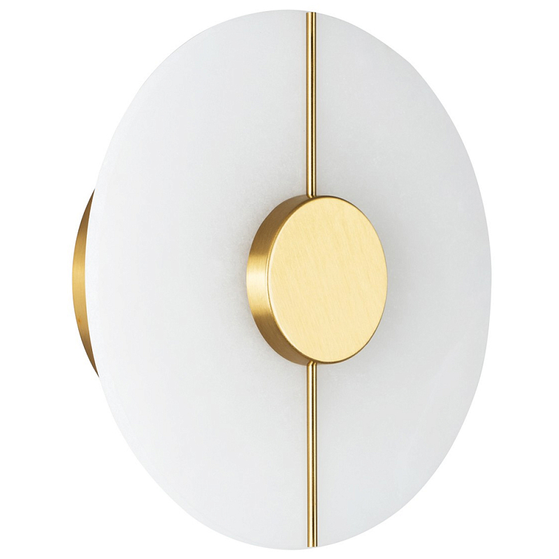 Бра с плафоном из камня в форме диска Buccio Stone Disk Wall Lamp Латунь Белое матовое стекло Бра с плафоном из камня в форме диска Buccio Stone Disk Wall Lamp Латунь Белое матовое стекло в Самаре | Loft Concept