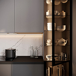 Серый кухонный гарнитур с фасадом под светлый дуб Ferrand Kitchen Set варинант исполнения - 4 | Loft Concept в Самаре