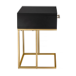 Приставной столик с резным узором на выдвижном ящике Black Table Carved Pattern варинант исполнения - 5 | Loft Concept в Самаре