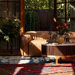 Трехместный диван с кожаной обивкой коричневый Coste Leather Sofa варинант исполнения - 8 | Loft Concept в Самаре