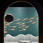 Обои с вышивкой ручной работы Deco Fish Original colourway варинант исполнения - 2 | Loft Concept в Самаре