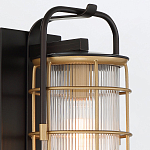 Настенный фонарь цилиндрической формы с рифленым стеклом в золотом каркасе на черном прямоугольном основании Eurofase варинант исполнения - 16 | Loft Concept в Самаре