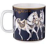 Кружка из фарфора синяя с изображением лошадей 400 мл Porcelain Horse Set варинант исполнения - 1 | Loft Concept в Самаре