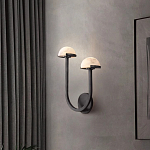 Бра с 2-мя мраморными плафонами на черном корпусе Light Warm Light варинант исполнения - 2 | Loft Concept в Самаре