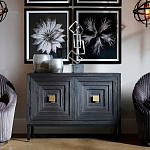 Тумба черная из дерева двухдверная Geometric Double Door Nightstand варинант исполнения - 5 | Loft Concept в Самаре