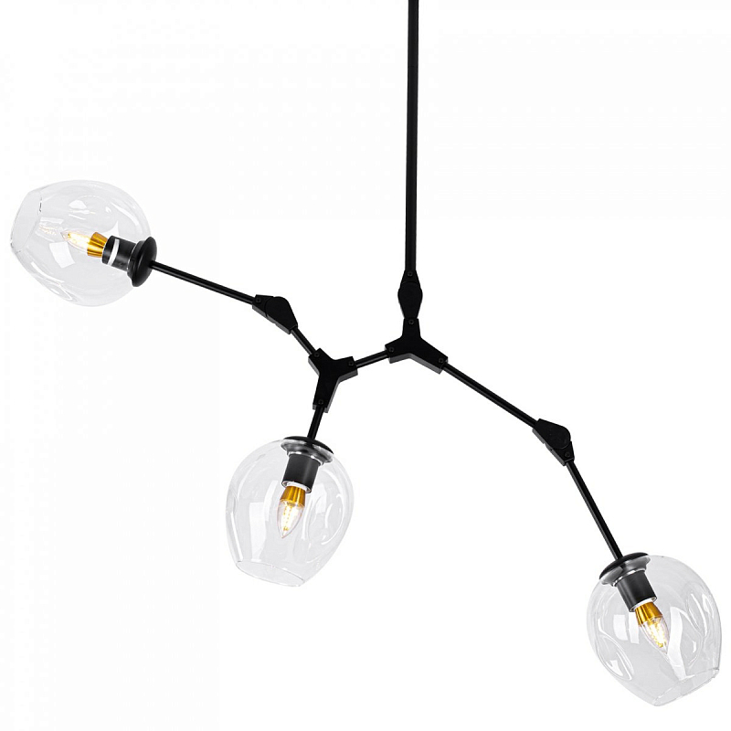 Люстра Сrumpled Glass Bubble Chandelier Black 3 плафона   Прозрачный в Самаре | Loft Concept 