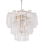 Люстра круглая многоярусная с прозрачными подвесками из стекла Hexagon Tube Light варинант исполнения - 1 | Loft Concept в Самаре