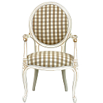 Стул с подлокотниками и круглой спинкой  Checkered Upholstery Chair обивка в клетку варинант исполнения - 2 | Loft Concept в Самаре