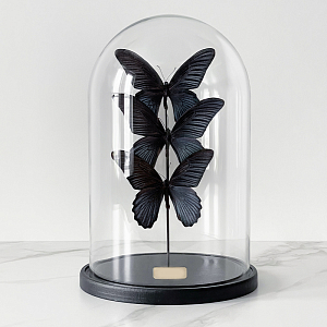Статуэтка 3 Butterflies Papilio Memnon Glass Cloche