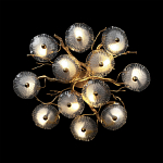 Потолочная люстра круглая ветвистыми бронзовыми элементами и стеклянными рифлеными дисками Textured Glass Chandelier варинант исполнения - 2 | Loft Concept в Самаре