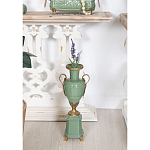 Ваза зеленого цвета из фарфора на высокой подставке с бронзовыми ручками Eden Garden porcelain and bronze варинант исполнения - 4 | Loft Concept в Самаре