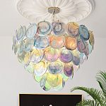 Люстра с каскадом из круглых разноцветных стеклянных дисков Mother of Pearl Iridescence варинант исполнения - 1 | Loft Concept в Самаре