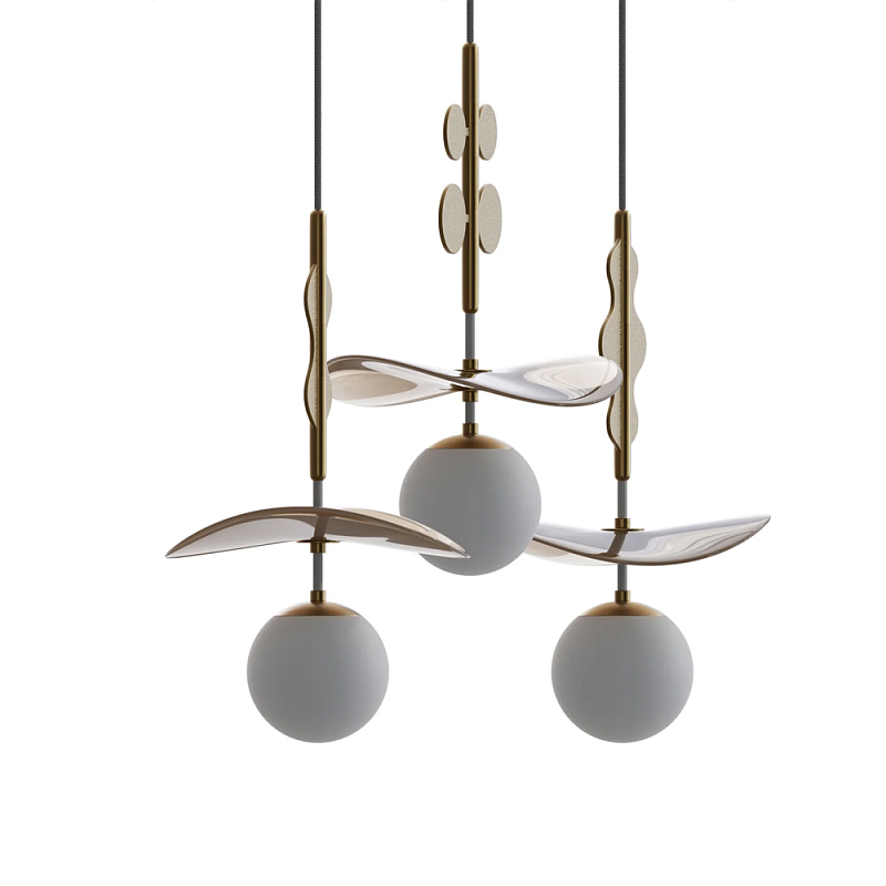 Подвес Bloomy Бежевый Белый Латунь в Самаре | Loft Concept 