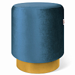 Пуф синий велюр на золотом металлическом основании Golden Belt варинант исполнения - 1 | Loft Concept в Самаре