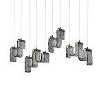 Подвесной светильник линейный с плафонами волнистой формы из фактурного стекла Big Wave варинант исполнения - 2 | Loft Concept в Самаре