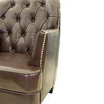 Кресло кожаное c мягкими подлокотниками на 4-х деревянных ножках из массива березы Joseph Armchair brown варинант исполнения - 3 | Loft Concept в Самаре