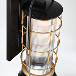 Настенный фонарь цилиндрической формы с рифленым стеклом в золотом каркасе на черном прямоугольном основании Eurofase варинант исполнения - 4 | Loft Concept в Самаре