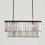 Люстра линейная прямоугольная с подвесками из натурального перламутра Nacre варинант исполнения - 2 | Loft Concept в Самаре