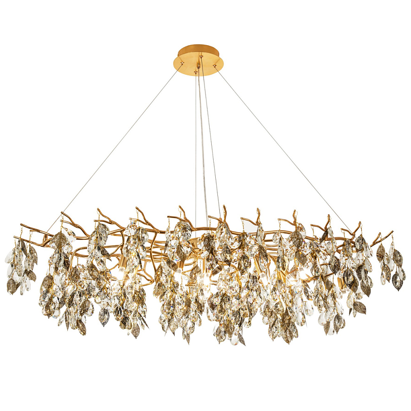 Люстра с хрустальными подвесками и металлическими в виде листьев Fairytree Light Chandelier 15 Золотой Прозрачный Люстра с хрустальными подвесками и металлическими в виде листьев Fairytree Light Chandelier 15 Золотой Прозрачный в Самаре | Loft Concept