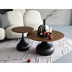 Столик журнальный с круглой деревянной столешницей на черном фактурном основании Bourgeon варинант исполнения - 5 | Loft Concept в Самаре