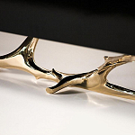 Дизайнерский комод чёрный глянцевый с основанием в виде золотых ветвей Meta Credenza  варинант исполнения - 2 | Loft Concept в Самаре