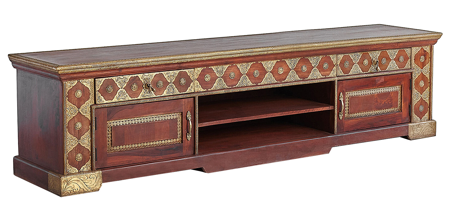ТВ-тумба с латунной чеканкой Tejas Indian Inlaid TV Stand ТВ-тумба с латунной чеканкой Tejas Indian Inlaid TV Stand - Loft-Concept в Самаре