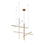 Люстра с 6-ю  пересекающимися цилиндрическими плафонами на тонких тросах Trumpet tube варинант исполнения - 2 | Loft Concept в Самаре