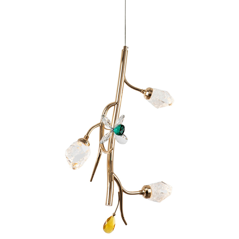 Подвесной светильник с хрустальными плафонами и декором Alvere Crystal Hanging Lamp Золотой Прозрачный Янтарный Изумрудный Подвесной светильник с хрустальными плафонами и декором Alvere Crystal Hanging Lamp Золотой Прозрачный Янтарный Изумрудный в Самаре | Loft Concept