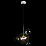 Подвесной светильник с прозрачными бирюзовыми стеклянными шарами и золотыми деталями Диаметр 43 Giopato & Coombes варинант исполнения - 2 | Loft Concept в Самаре