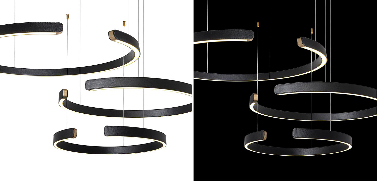 Люстра Half Ring 3 black leather Люстра Half Ring 3 black leather - Loft-Concept в Самаре