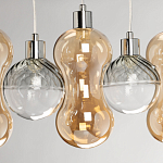 Люстра с 3-мя плафонами волнообразной формы цвета янтарь и 2-мя прозрачными шарообразными плафонами Lucid Rain  варинант исполнения - 7 | Loft Concept в Самаре
