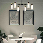 Люстра потолочная с 6-ю цилиндрическими плафонами из стекла и черным каркасом Noir Poise варинант исполнения - 3 | Loft Concept в Самаре