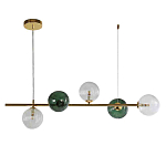 Люстра подвесная линейная с рифлеными стеклянными плафонами Bolle Multi Color варинант исполнения - 1 | Loft Concept в Самаре