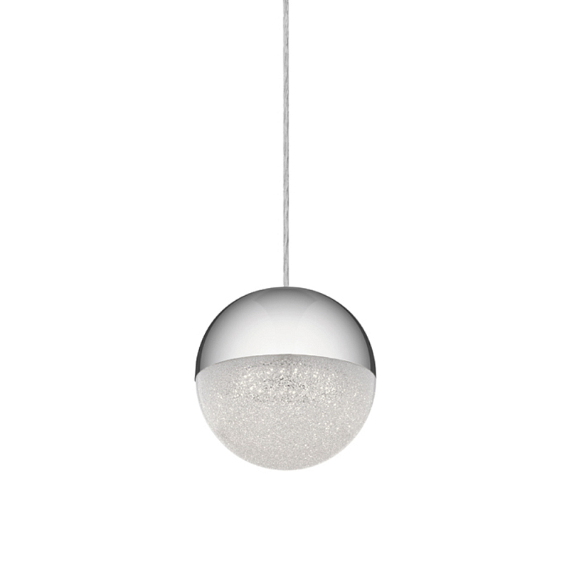 Подвесной светильник со сферическим плафоном из акрила с циркониевыми вкраплениями Kichler Хром Прозрачный в Самаре | Loft Concept 