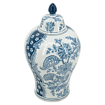 Ваза с крышкой и голубым цветочным рисунком 37 см Blue & White Ornament варинант исполнения - 1 | Loft Concept в Самаре
