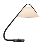 Настольная лампа с черным каркасом и белым тканевым абажуром в форме конуса Stylish Solution варинант исполнения - 3 | Loft Concept в Самаре