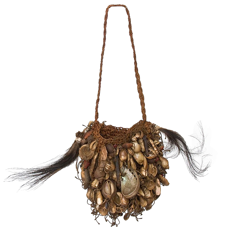 Декоративный аксессуар сумка из ракушек и перьев Aboriginal Bag Brown Коричневый Декоративный аксессуар сумка из ракушек и перьев Aboriginal Bag Brown Коричневый в Самаре | Loft Concept