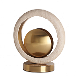 Настольная лампа с бежевым текстурным кольцом и латунным шаром в центре Tactile   варинант исполнения - 1 | Loft Concept в Самаре