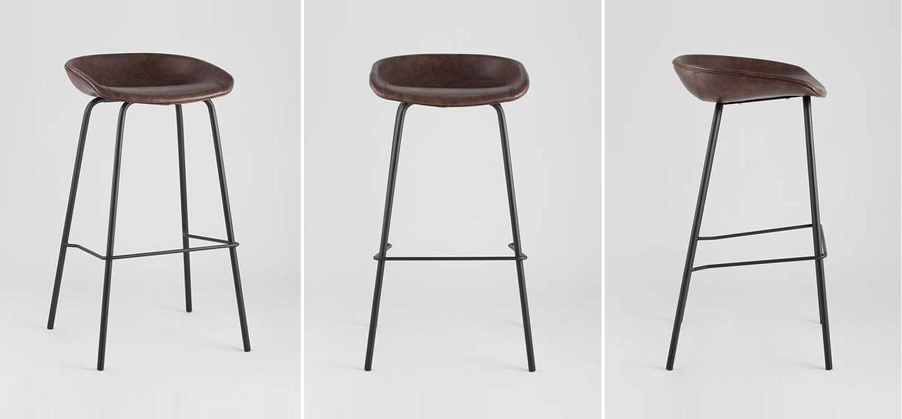 Стул Барный без Спинки Винтажная Коричневыя Экокожа Vendramin Bar Chair Стул Барный без Спинки Винтажная Коричневыя Экокожа Vendramin Bar Chair - Loft-Concept в Самаре