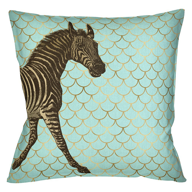 Подушка Safari light blue zebra Бирюзовый Глянцевое золото Подушка Safari light blue zebra Бирюзовый Глянцевое золото в Самаре | Loft Concept