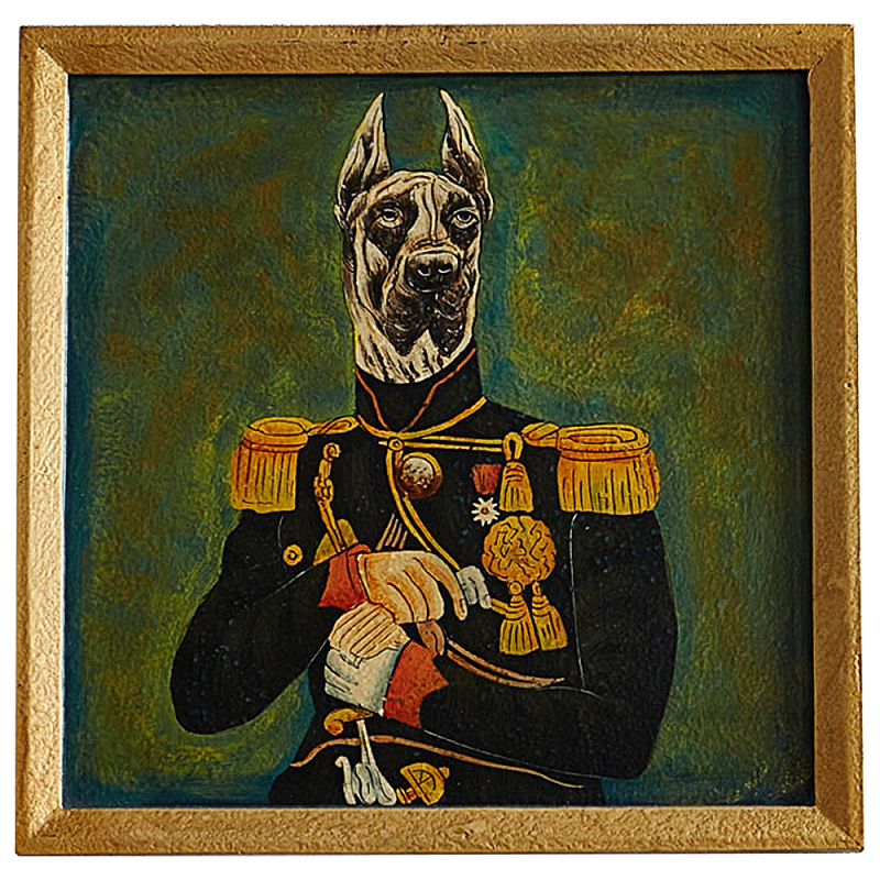 Картина в квадратной раме Chinoiserie Great Dane Dog Portrait Зеленый Золотой Мульти Картина в квадратной раме Chinoiserie Great Dane Dog Portrait Зеленый Золотой Мульти в Самаре | Loft Concept