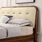 Кровать двуспальная с каркасом из дерева и мягким изголовьем Moon Walnut Bed варинант исполнения - 2 | Loft Concept в Самаре