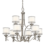 Люстра с белыми тканевыми абажурами в прозрачных стеклянных цилиндрах Kichler варинант исполнения - 1 | Loft Concept в Самаре