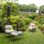 Дизайнерское разноцветное кресло на металлическом каркасе с подставкой для ног Poltronova Plasma Armchair варинант исполнения - 12 | Loft Concept в Самаре