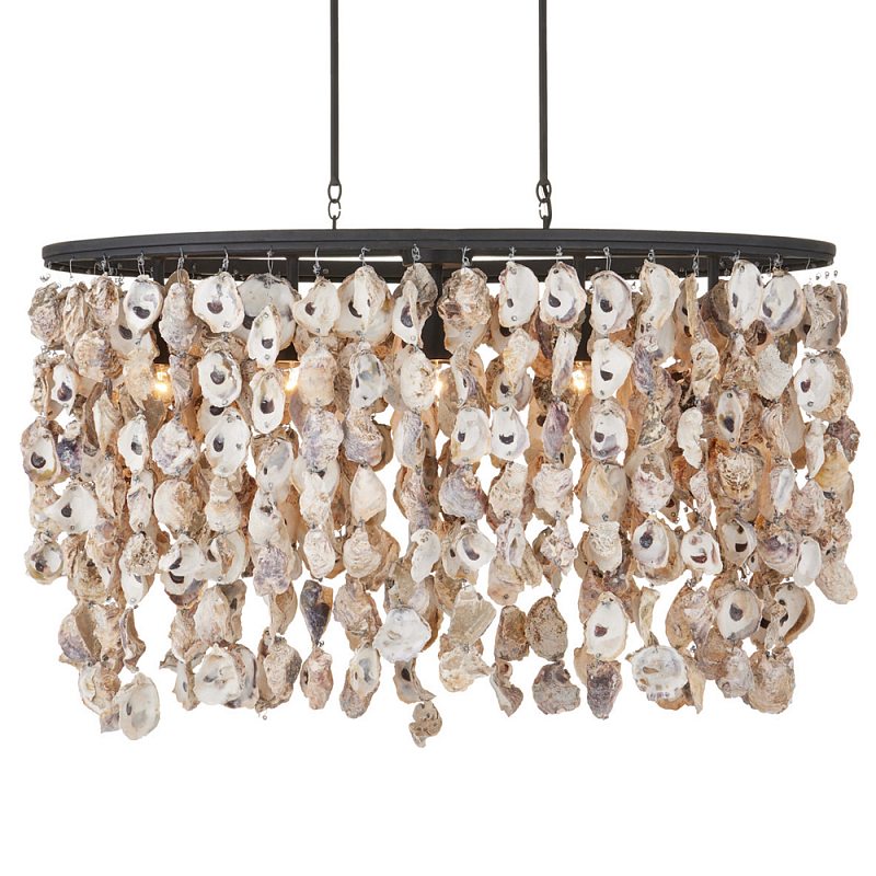 Люстра овальная с подвесками из устричных раковин Sea Ravens Черный в Самаре | Loft Concept 