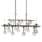 Люстра подвесная с 8-ю лампами и стеклянными круглыми подвесками Currey & Company варинант исполнения - 1 | Loft Concept в Самаре